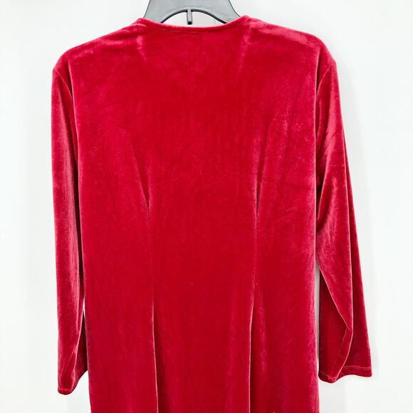 ANNE KLEIN Velvet Wrap Dress Small Titian Red V Neck Pullover Holiday NWT - Picture 8 of 13